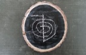 Sketch of swirl on wood.